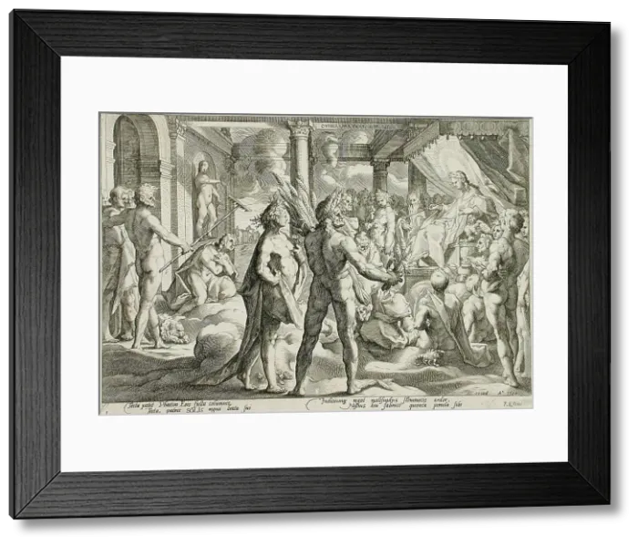 Framed Print : Phaeton Asking for the Chariot, published 1590. Creator: Hendrik Goltzius Framed Print : Phaeton Asking for the Chariot, published 1590. Creator: Hendrik Goltzius
