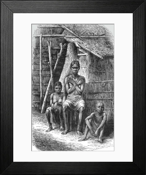 Framed Print : Bakalai women and children; The Gaboon. 1875. Creator: Unknown Framed Print : Bakalai women and children; The Gaboon. 1875. Creator: Unknown