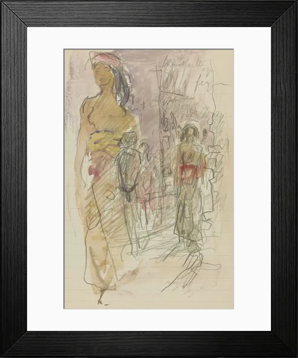 Framed Print : Street with Indonesians in traditional costume, 1931. Creator: Marius Bauer Framed Print : Street with Indonesians in traditional costume, 1931. Creator: Marius Bauer
