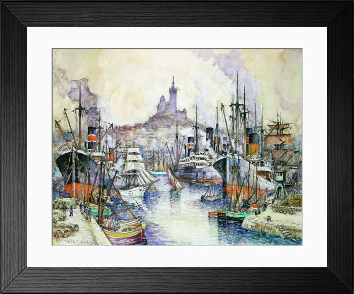Framed Print : Port of Marseille, 1900-1950. Artist: Frank Will Framed Print : Port of Marseille, 1900-1950. Artist: Frank Will