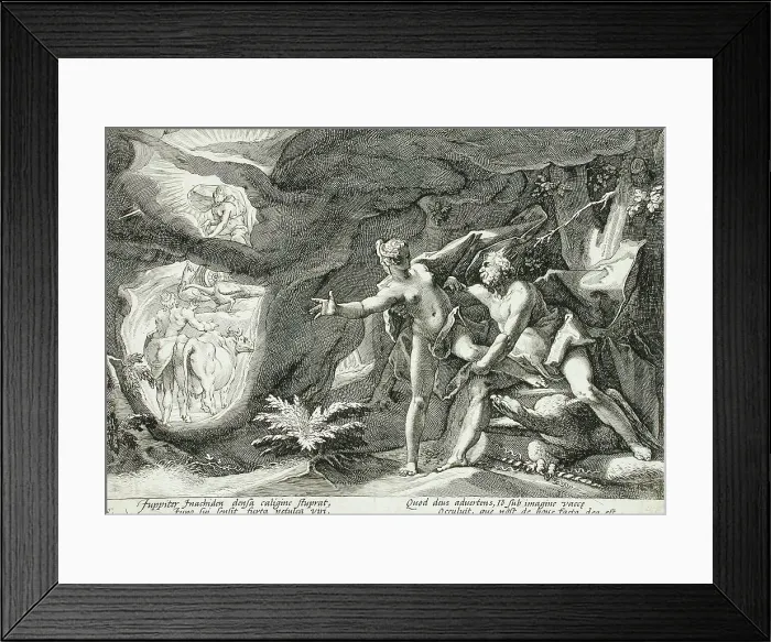 Framed Print : Jupiter and Io, published 1589. Creator: Hendrik Goltzius Framed Print : Jupiter and Io, published 1589. Creator: Hendrik Goltzius