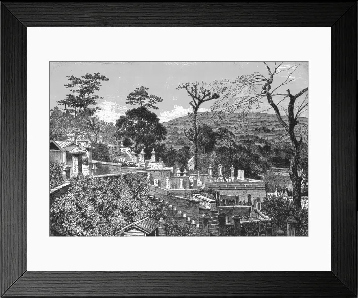 Framed Print : Cemetery of Nagasaki; A European Sojourn in Japan, 1875. Creator: Unknown Framed Print : Cemetery of Nagasaki; A European Sojourn in Japan, 1875. Creator: Unknown