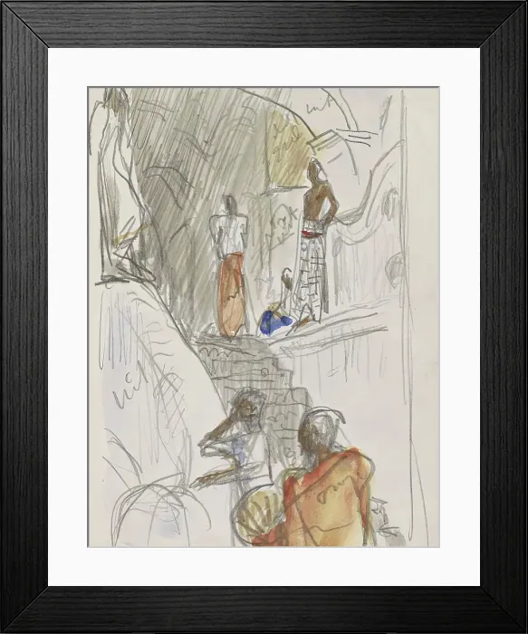 Framed Print : Indians at a temple staircase, 1924-1925. Creator: Marius Bauer Framed Print : Indians at a temple staircase, 1924-1925. Creator: Marius Bauer