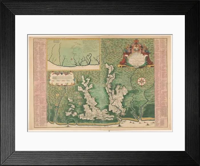 Framed Print : General map of Suriname, 1737-1757. Creator: Hendrik de Leth Framed Print : General map of Suriname, 1737-1757. Creator: Hendrik de Leth