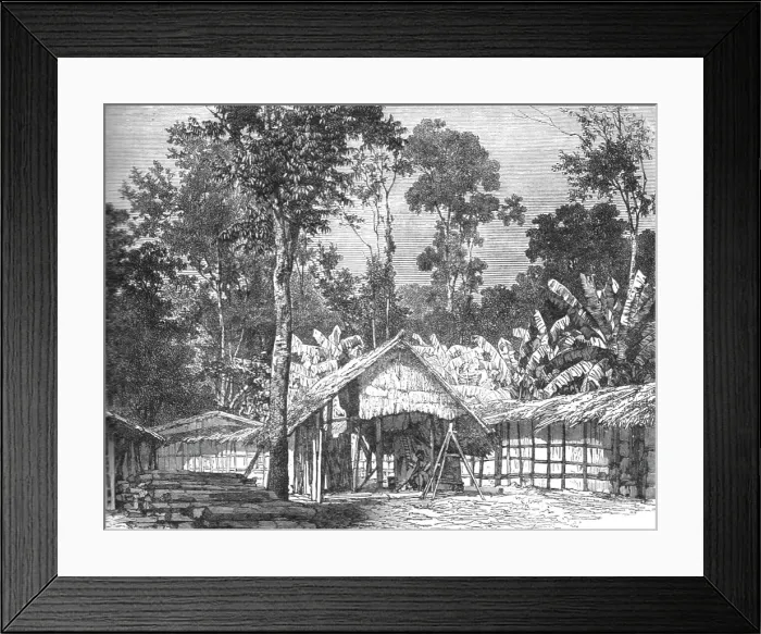 Framed Print : A village on the Gaboon; The Gaboon. 1875. Creator: Unknown Framed Print : A village on the Gaboon; The Gaboon. 1875. Creator: Unknown