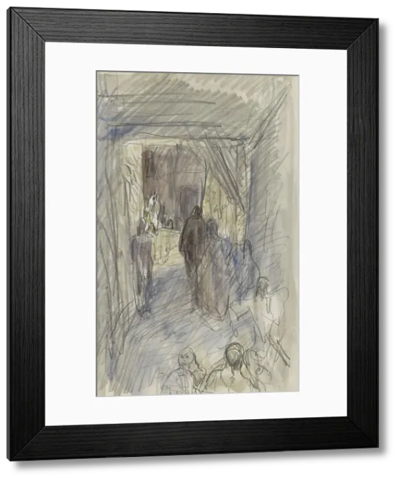 Framed Print : Covered street with figures, 1923. Creator: Marius Bauer Framed Print : Covered street with figures, 1923. Creator: Marius Bauer