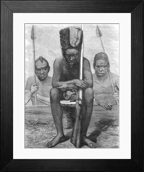 Framed Print : Pahouin Warriors; The Gaboon. 1875. Creator: Unknown Framed Print : Pahouin Warriors; The Gaboon. 1875. Creator: Unknown