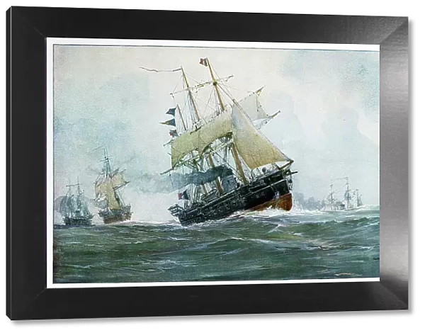 French frigate, La Surveillante, 1870 (20th century). Artist: Albert Sebille