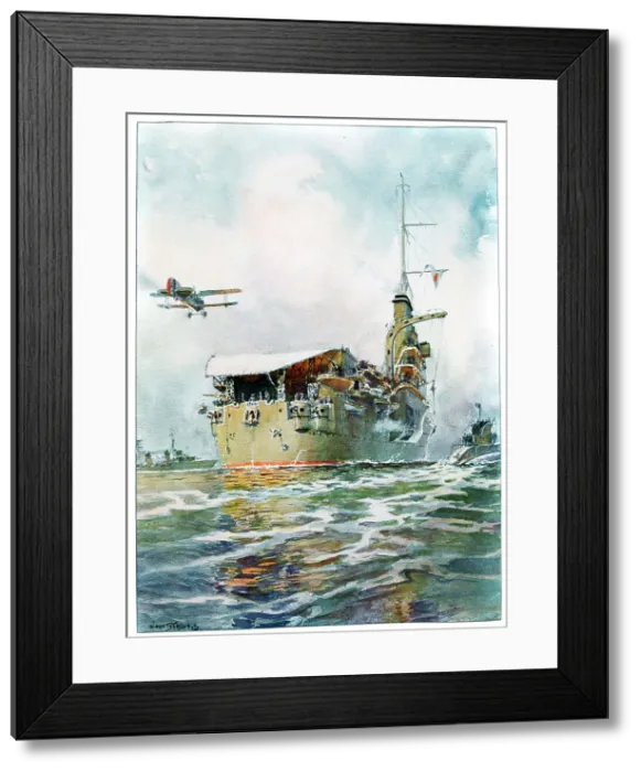 Framed Print : New fleet of combat aircraft carriers, French, 20th century. Artist: Albert Sebille Framed Print : New fleet of combat aircraft carriers, French, 20th century. Artist: Albert Sebille