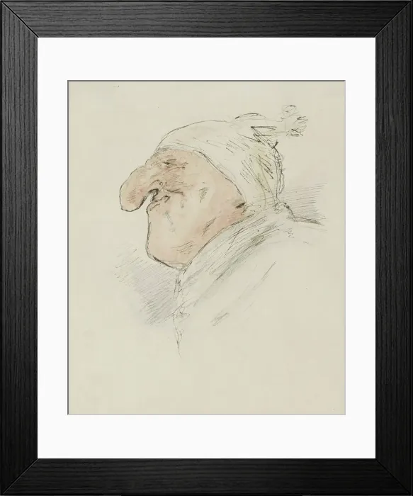 Framed Print : Caricatural head of a man with a sleeping cap, c.1854-c.1887. Creator: Alexander Ver Huell Framed Print : Caricatural head of a man with a sleeping cap, c.1854-c.1887. Creator: Alexander Ver Huell