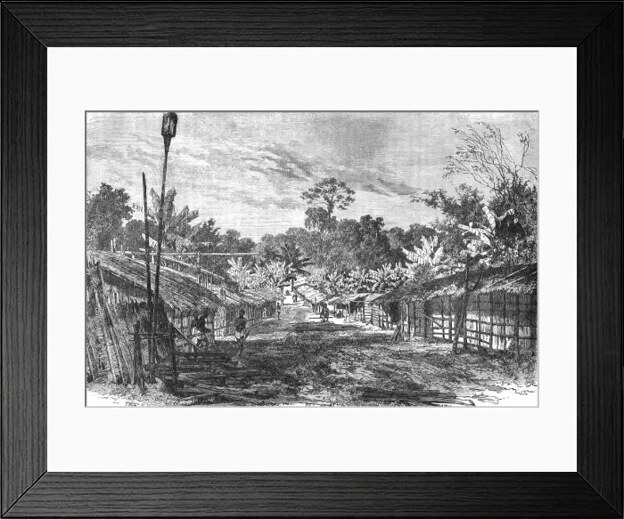 Framed Print : Pahouin village; The Gaboon. 1875. Creator: Unknown Framed Print : Pahouin village; The Gaboon. 1875. Creator: Unknown