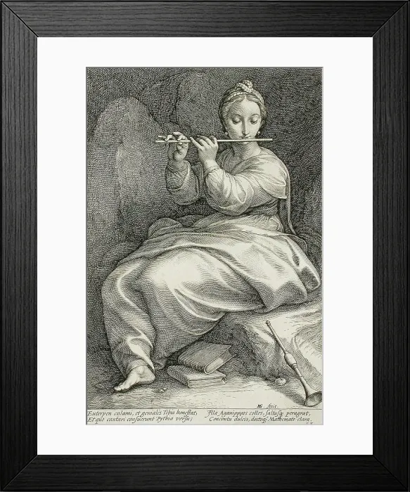 Framed Print : Euterpe, 1592. Creator: Hendrik Goltzius Framed Print : Euterpe, 1592. Creator: Hendrik Goltzius