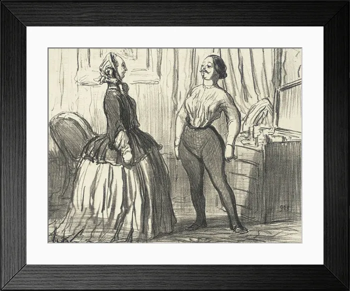 Framed Print : Voyons...Ai-je l'air assez homme comme ça?, 1856. Creator: Honore Daumier Framed Print : Voyons...Ai-je l'air assez homme comme ça?, 1856. Creator: Honore Daumier