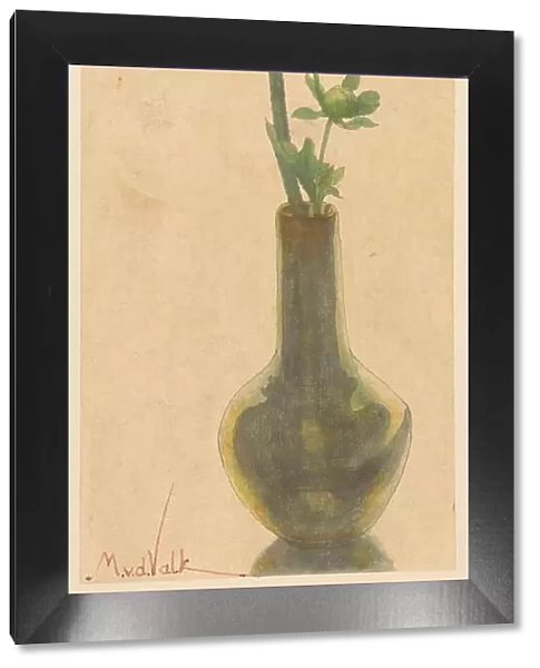 Glass vase with red Dahlia, 1867-1935. Creator: Maurits Willem van der Valk