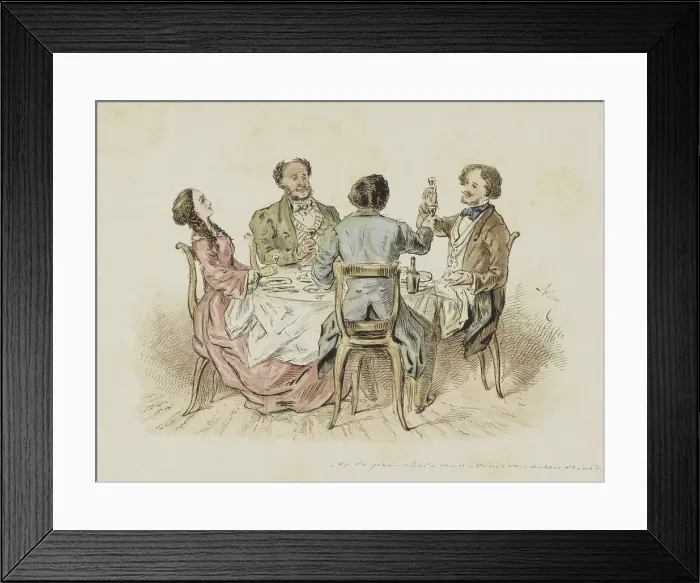 Framed Print : Four figures make a toast, c.1854-c.1887. Creator: Alexander Ver Huell Framed Print : Four figures make a toast, c.1854-c.1887. Creator: Alexander Ver Huell