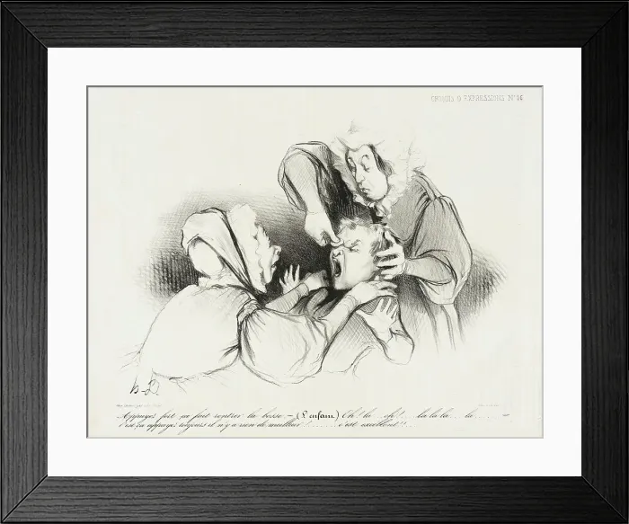 Framed Print : Appuyez fort, ça fait rentrer la bosse... 1838. Creator: Honore Daumier Framed Print : Appuyez fort, ça fait rentrer la bosse... 1838. Creator: Honore Daumier