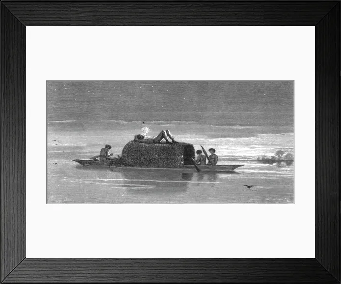 Framed Print : A calm on the Ucayali; The Navigation of the Upper Amazons, 1875. Creator: Unknown Framed Print : A calm on the Ucayali; The Navigation of the Upper Amazons, 1875. Creator: Unknown