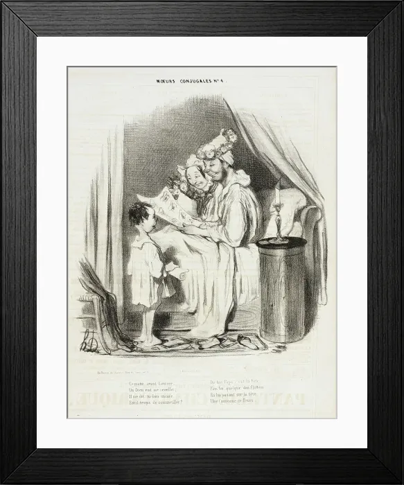 Framed Print : Ce matin, avant l'aurore, un Dieu vint me reveiller... 1839. Creator: Honore Daumier Framed Print : Ce matin, avant l'aurore, un Dieu vint me reveiller... 1839. Creator: Honore Daumier
