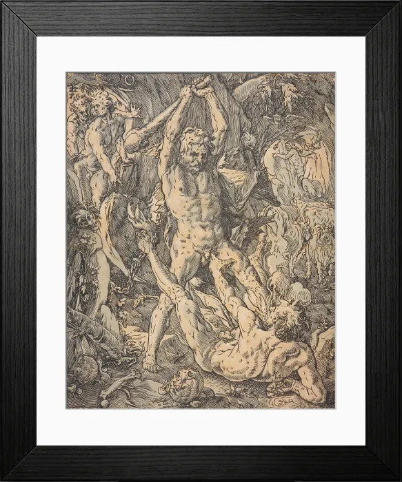 Framed Print : Hercules and Cacus, 1588. Creator: Hendrik Goltzius Framed Print : Hercules and Cacus, 1588. Creator: Hendrik Goltzius