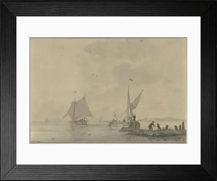 Framed Print : Quiet inland waterway with mooring boat, 1758-1815. Creator: Nicolaas Wicart Framed Print : Quiet inland waterway with mooring boat, 1758-1815. Creator: Nicolaas Wicart