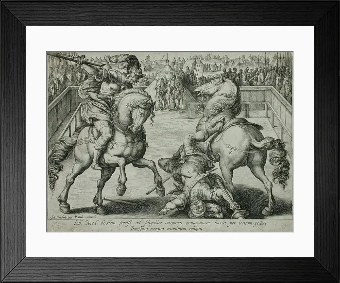 Framed Print : A Duel on Horseback, c1578. Creator: Hendrik Goltzius Framed Print : A Duel on Horseback, c1578. Creator: Hendrik Goltzius