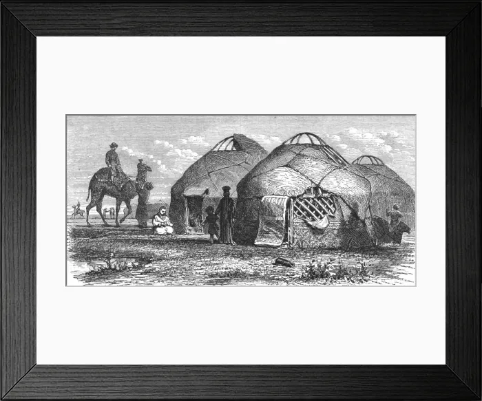 Framed Print : Calmuck encampment; A Journey on the Volga, 1875. Creator: Nicholas Rowe Framed Print : Calmuck encampment; A Journey on the Volga, 1875. Creator: Nicholas Rowe