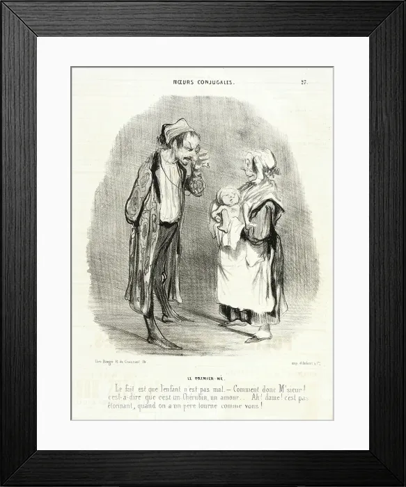 Framed Print : Le Premier Né, 1840. Creator: Honore Daumier Framed Print : Le Premier Né, 1840. Creator: Honore Daumier