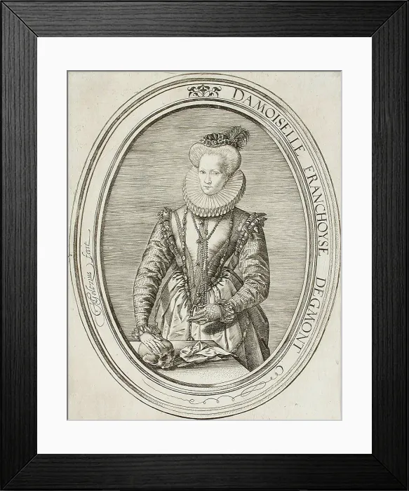 Framed Print : Portrait of Lady Françoise van Egmond, 1580. Creator: Hendrik Goltzius Framed Print : Portrait of Lady Françoise van Egmond, 1580. Creator: Hendrik Goltzius
