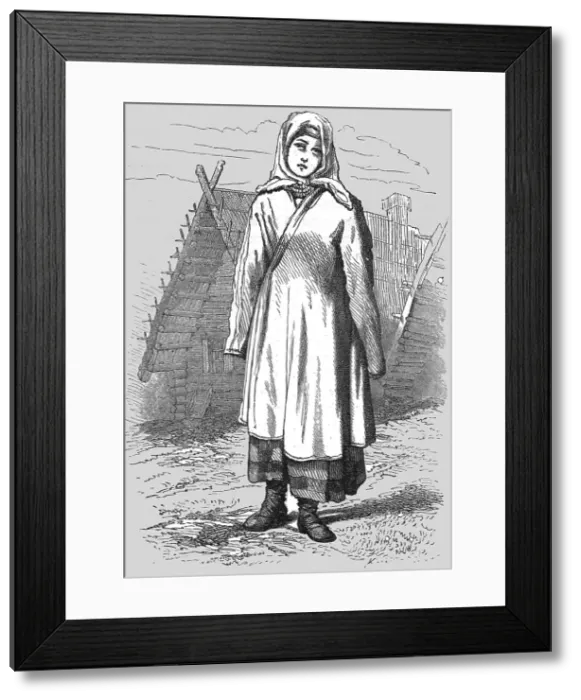 Framed Print : Russian Peasent Girl; A Journey on the Volga, 1875. Creator: Nicholas Rowe