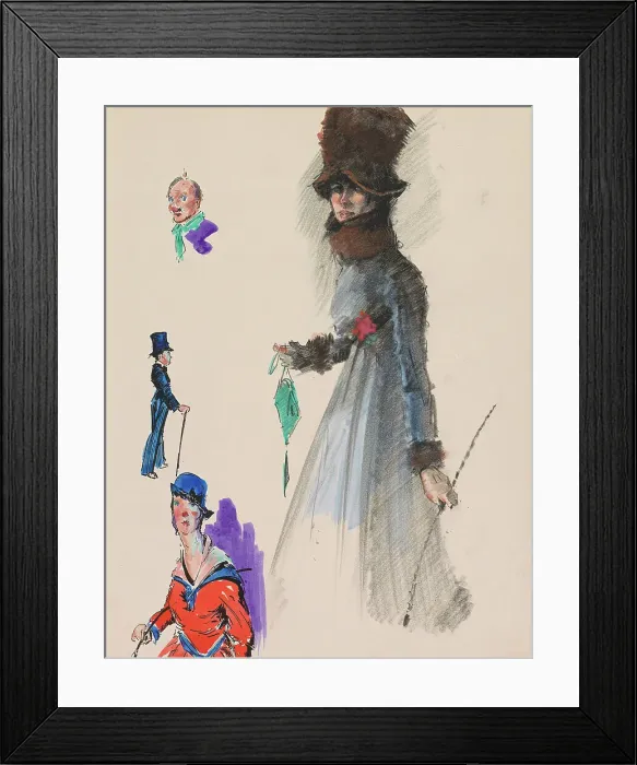 Framed Print : Walking woman in a fur-trimmed cloak with a fur hat, c.1917-c.1919. Creator: Otto Verhagen Framed Print : Walking woman in a fur-trimmed cloak with a fur hat, c.1917-c.1919. Creator: Otto Verhagen