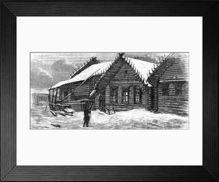 Framed Print : Village-Houses in Russia; A Journey on the Volga, 1875. Creator: Nicholas Rowe Framed Print : Village-Houses in Russia; A Journey on the Volga, 1875. Creator: Nicholas Rowe