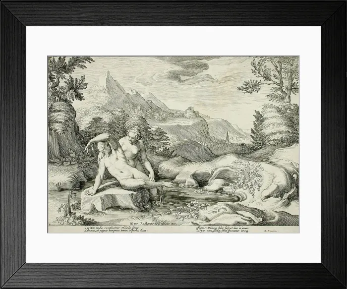 Framed Print : Salmacis and Hermaphrodite Transformed into a Single Person, published 1615. Creator: Hendrik Goltzius Framed Print : Salmacis and Hermaphrodite Transformed into a Single Person, published 1615. Creator: Hendrik Goltzius