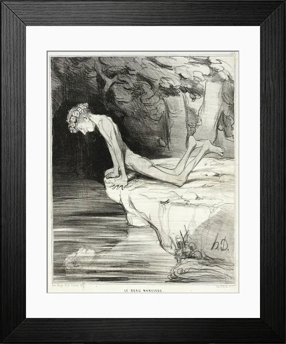Framed Print : Le beau Narcisse, 1842. Creator: Honore Daumier Framed Print : Le beau Narcisse, 1842. Creator: Honore Daumier