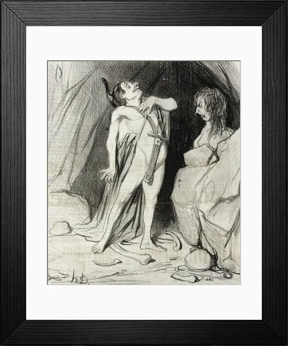 Framed Print : Oedipe chez le Sphinx, 1842. Creator: Honore Daumier Framed Print : Oedipe chez le Sphinx, 1842. Creator: Honore Daumier