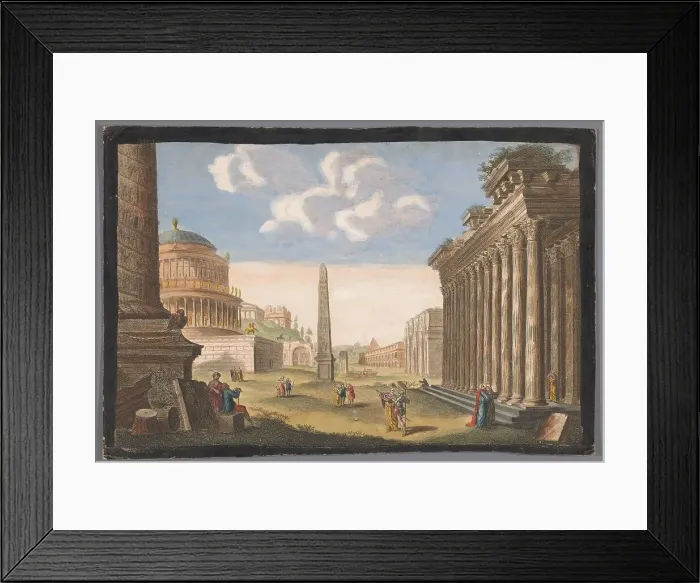 Framed Print : View of the ruins of Trajan's Column, the Arch of Constantine and other monuments... 1745-1794. Creator: Anon Framed Print : View of the ruins of Trajan's Column, the Arch of Constantine and other monuments... 1745-1794. Creator: Anon