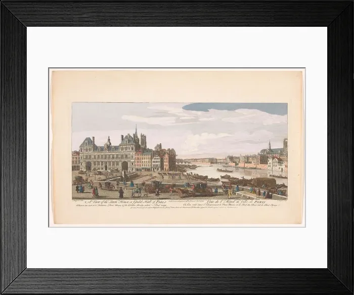 Framed Print : View of the Town Hall and the River Seine in Paris, 1749. Creator: Paul Angier Framed Print : View of the Town Hall and the River Seine in Paris, 1749. Creator: Paul Angier