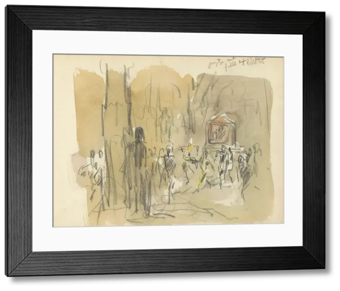 Framed Print : Boy with a torch by a wood fire, 1924-1925. Creator: Marius Bauer Framed Print : Boy with a torch by a wood fire, 1924-1925. Creator: Marius Bauer