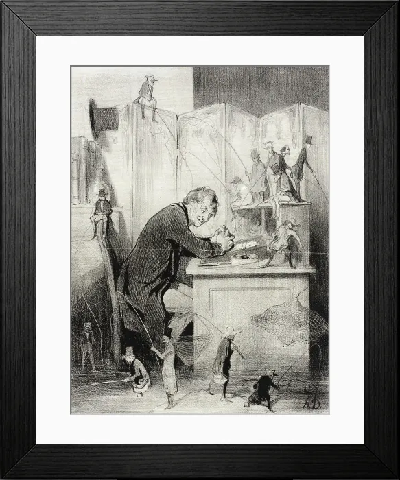 Framed Print : La Pêche, 1843. Creator: Honore Daumier Framed Print : La Pêche, 1843. Creator: Honore Daumier