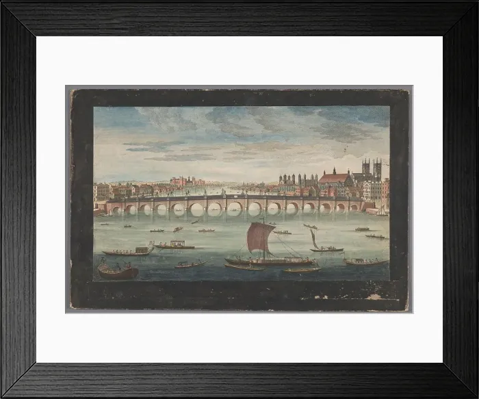 Framed Print : View of Westminster Bridge over the River Thames in London, viewed from the north, 1751. Creator: Fabr. Parr