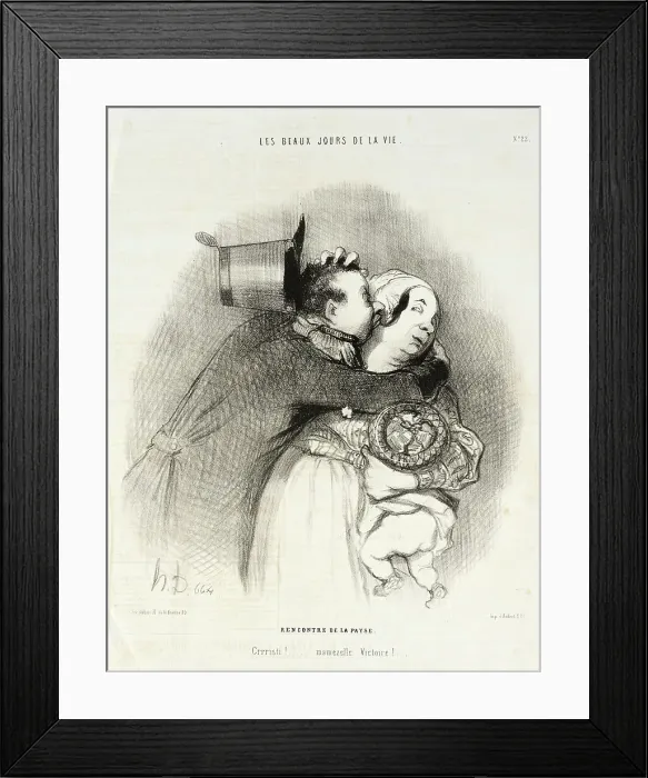 Framed Print : Rencontre de la payse, 1844. Creator: Honore Daumier Framed Print : Rencontre de la payse, 1844. Creator: Honore Daumier