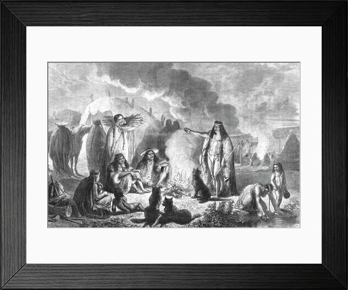 Framed Print : Patagonian encampment; Patagonia and the Patagonians, 1875. Creator: Unknown Framed Print : Patagonian encampment; Patagonia and the Patagonians, 1875. Creator: Unknown