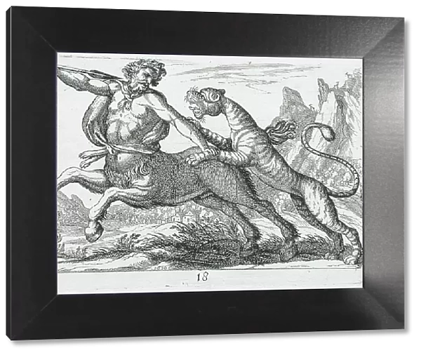 A Tiger Fighting a Centaur, 1610. Creator: Hendrick Hondius I