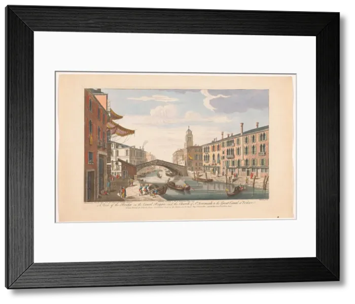 Framed Print : View of the Ponte delle Guglie over the Canale di Cannaregio in Venice, 1750. Creator: Thomas Bowles Framed Print : View of the Ponte delle Guglie over the Canale di Cannaregio in Venice, 1750. Creator: Thomas Bowles