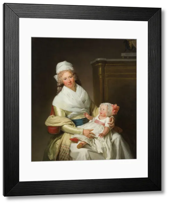 Framed Print : Constantia Foster with baby, 1790s. Creator: Henri-Pierre Danloux Framed Print : Constantia Foster with baby, 1790s. Creator: Henri-Pierre Danloux