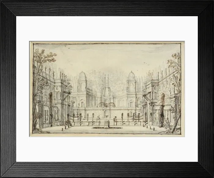 Framed Print : Exedra and cascade inspired by the Water Theater at Villa Aldobrandini, Frascati. Creator: Anon Framed Print : Exedra and cascade inspired by the Water Theater at Villa Aldobrandini, Frascati. Creator: Anon