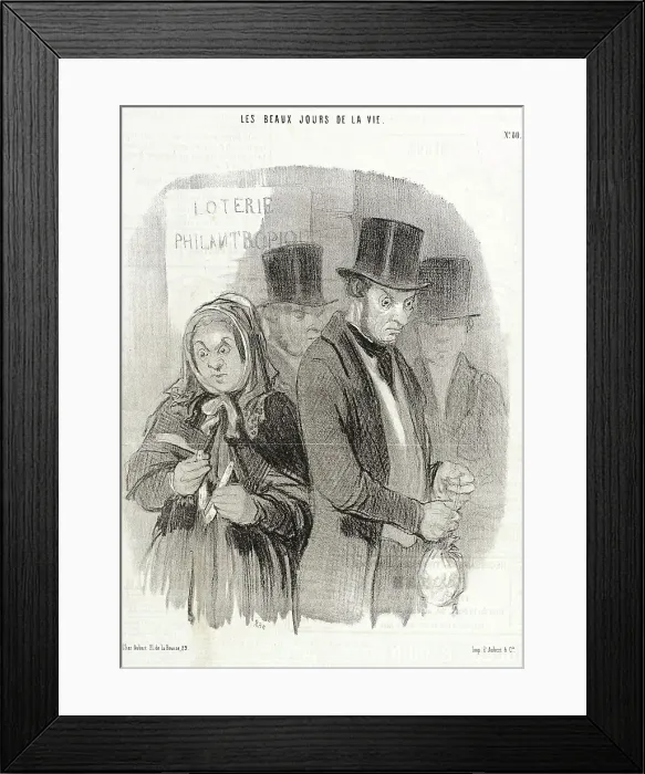 Framed Print : Une Loterie Philantropique. 1845. Creator: Honore Daumier Framed Print : Une Loterie Philantropique. 1845. Creator: Honore Daumier