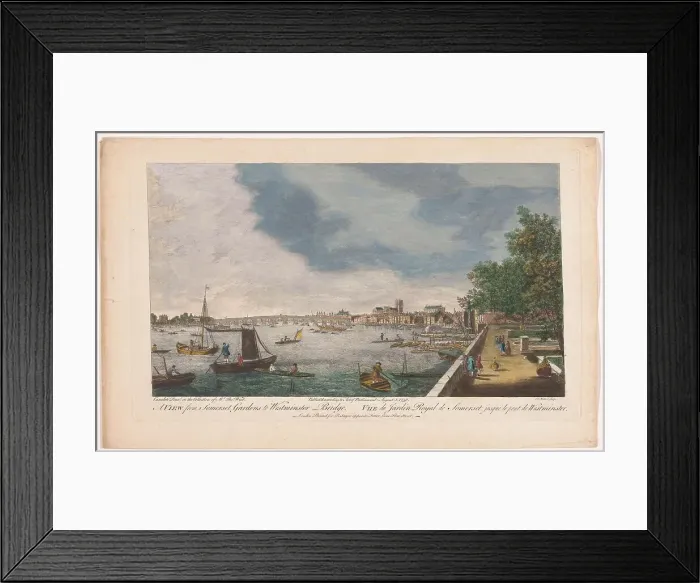 Framed Print : View of Westminster Bridge over the River Thames in London, seen from the garden of Somer... 1750. Creator: John Miller Framed Print : View of Westminster Bridge over the River Thames in London, seen from the garden of Somer... 1750. Creator: John Miller