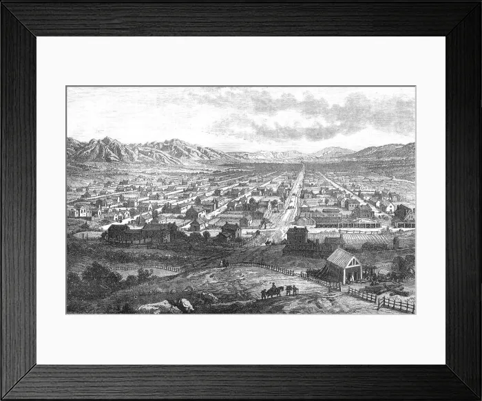 Framed Print : Salt Lake City.; Ocean to Ocean, the Pacific railroad, 1875. Creator: Frederick Whymper Framed Print : Salt Lake City.; Ocean to Ocean, the Pacific railroad, 1875. Creator: Frederick Whymper