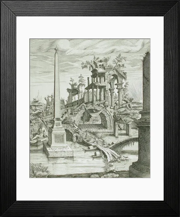 Framed Print : Landscape with Ruins, 1596. Creator: Hendrick Hondius I Framed Print : Landscape with Ruins, 1596. Creator: Hendrick Hondius I
