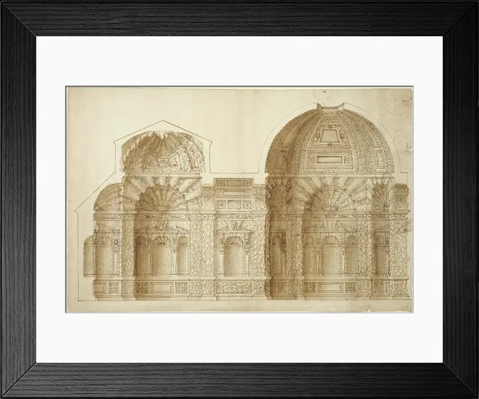 Framed Print : Grotto, probably in the garden at Noisy-le-Grand, longitudinal section. Creator: Anon Framed Print : Grotto, probably in the garden at Noisy-le-Grand, longitudinal section. Creator: Anon
